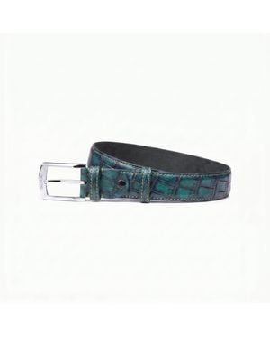 Armos Patina Crocodile Leather Belt - Blue