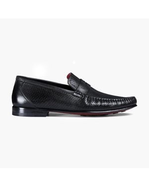 Armos Perforated Penny Loafer - Black