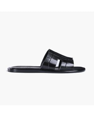 Armos Croc-Embossed Leather Slide - Black