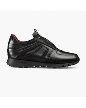 Armos Leather Perforated Sneaker - Black