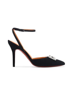 Armos Suede Crystal Slingback Pump - Black