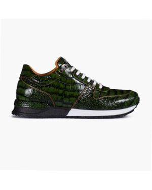 Armos Croc-Embossed Leather Sneaker - Green
