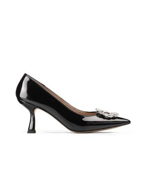 Armos Patent Leather Brooch Pump - Black