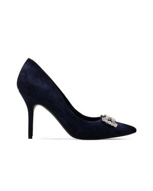 Armos Suede Crystal Buckle Pump - Blue