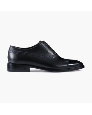 Armos Leather Cap Toe Brogue Oxford - Black