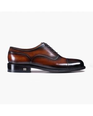 Armos Patina Leather Cap Toe Oxford - Brown