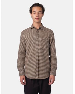 Portuguese Flannel Abstract Pied Poule Shirt - Brown