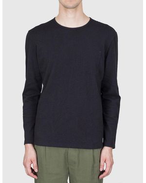 Folk Folk Long Sleeve Deboss Pocket T-Shirt - Blue