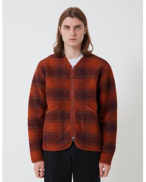 Universal Works Zip Liner Jacket (Austin Wool Fleece) - Red