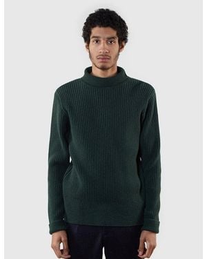 Oliver Spencer Rib Knit Roll Neck - Green