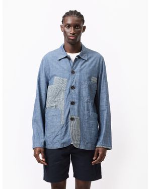 Universal Works Patched Bakers Jacket (Chambray/Hickory) - Blue