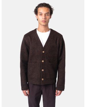 Folk Pocket Brushed Wool Cardigan - Blue