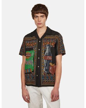 Percival Meal Deal Cross Stitch Linen Shirt - Green