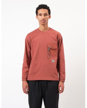 and wander Heavy Cotton Pocket Long Sleeve T-Shirt - Red