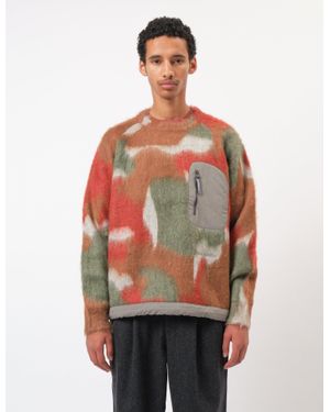 and wander Mix Colour Shaggy Knit Jumper - Red