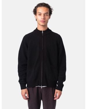 Folk Knitted Zip Through Bomber - Black