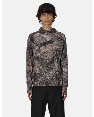 ROA Lio Baselayer Moth Print Long Sleeve Hoodie - Grey