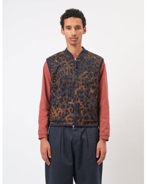 Universal Works Zip Waistcoat (Night Leopard) - Red