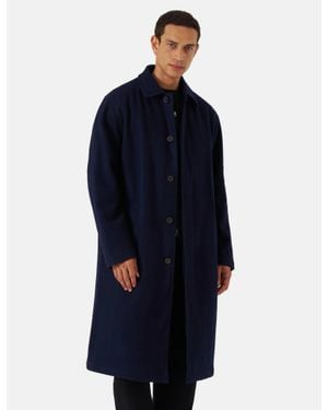 Universal Works Mowbray Wool Mac Coat - Blue