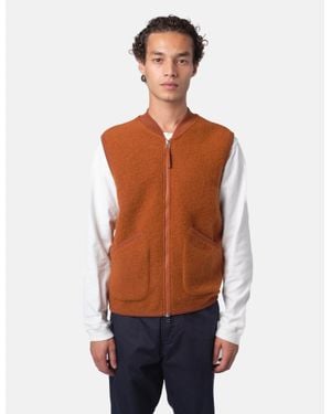 Universal Works Zip Waistcoat (Wool Fleece) - Blue