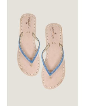 Aspiga Ladies Ethical Kenyan Classic Flip Flops Leather Light Summer - Natural