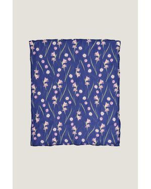 Aspiga Sustainable Rhs Chiffron Printed Scarf Lily Flower - Blue