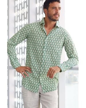 Aspiga Sustainable Printed Cotton Shirt Batik Pattern Summer Holiday-Xxl - Green