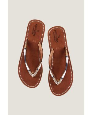 Aspiga Sustainable Kenyan Beaded Naisha Sandals Leather And Glass Beaded - Brown