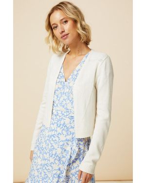 Aspiga Ladies Sustainable Merino Wool Edge To Edge Winter Wedding Guest Evening Cardigan - White