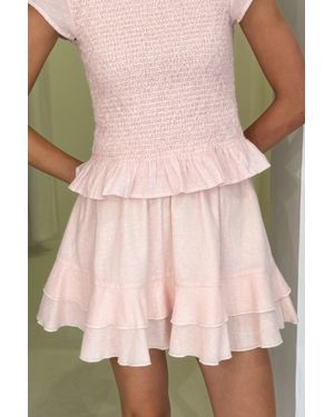 Aspiga Sustainable Cicely Stripe Mini Skirt Summer Holiday 100% Organic Cotton - Pink