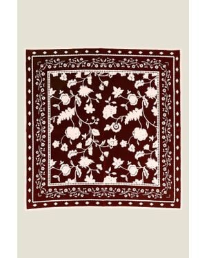 Aspiga Sustainable Floral Print Cotton Scarf 70Cm X 70Cm Cream - Red