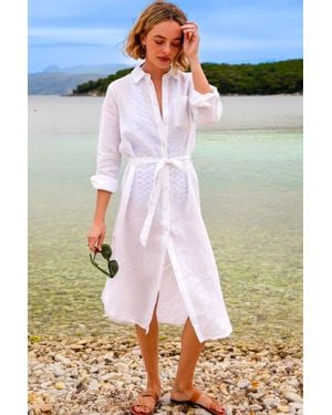 Aspiga Sustainable Kelly Linen Shirt Dress Summer Beach Cover Up - White