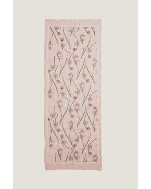 Aspiga Sustainable Rhs Chiffron Printed Scarf Large Lily Flower Cream - Natural