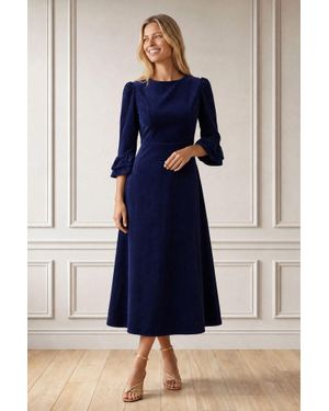 Aspiga Ladies Sustainable Elizabeth Stretch Corduroy Midi Dress - Blue