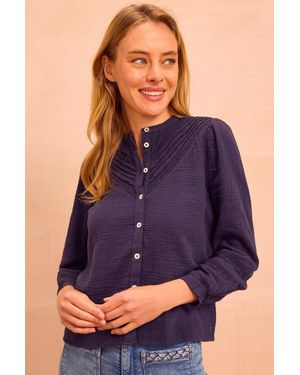 Aspiga Sustainable Chevron Lace Organic Cotton Cheesecloth Shirt - Purple