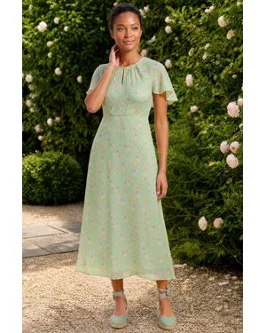 Aspiga Sustainable Rhs Cape Sleeved Sage Dress Summer Holiday - Yellow