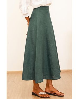 Aspiga Sustainable A-Line Linen Summer Skirt - Green