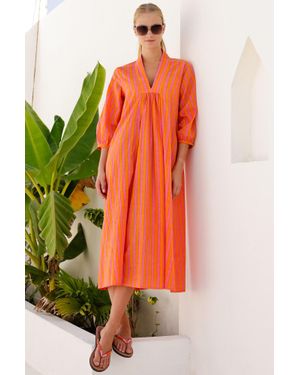 Aspiga Ladies Sustainable Itisha Striped Summer Dress Cover Up - Orange