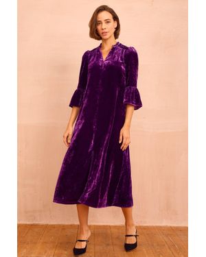 Aspiga Ladies Sustainable Astrid Velvet Dress Winter Occasion Event - Purple