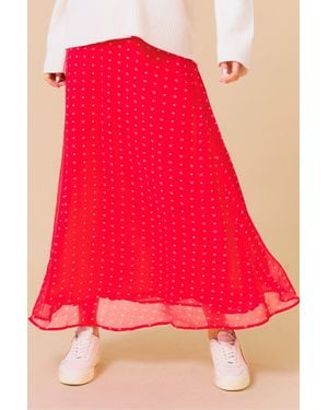 Aspiga Ladies Sustainable Kate Midi Skirt Viscose Polka Dot - Red