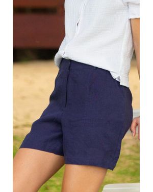 Aspiga Ethical Alexandra Short Linen Shorts Summer Holiday - Blue
