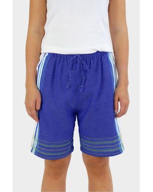 Aspiga Sustainable Kenyan Kikoy Shorts/ Stripe 100% Cotton - Blue