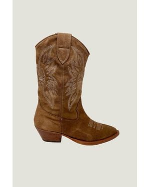 Alpe Aspiga Ladies Sustainable Camilla Cowboy Boots Leather Suede Camel 37-41 - Brown