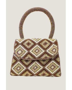 Aspiga Ladies Sustainable Beaded Crossbody Handbag Jute - Natural