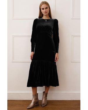 Aspiga Sustainable Ladies Luxurious Esmee Velvet Dress Winter Wedding - Black