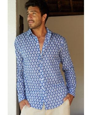 Aspiga Sustainable Printed Cotton Shirt Batik Pattern Summer Holiday-Xxl - Blue