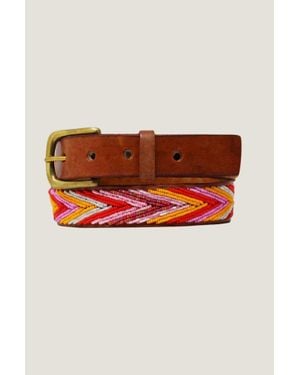Aspiga Ladies/ Sustainable Kenyan Beaded Maasai Arrow Leather Belt - Multicolour
