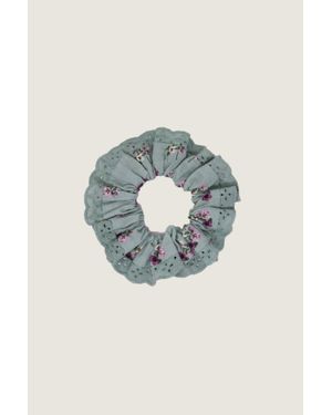 Aspiga Rhs Ethical Lace Trim Scrunchie Sustainable Hair Accessory Sage - Blue