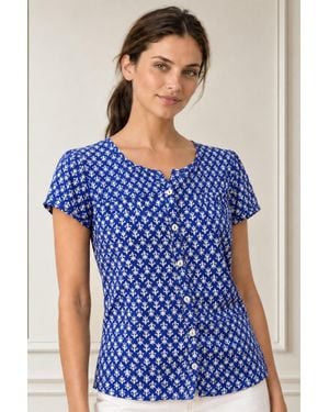 Aspiga Sustainable Lisbon Crinkle Blouse Summer Holiday Viscose - Blue