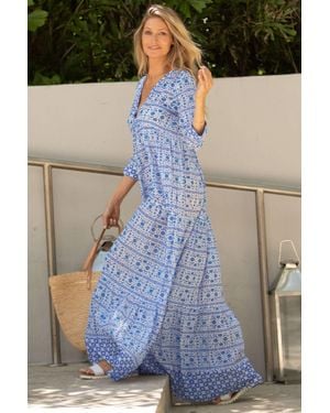 Aspiga Mykonos Maxi Dress | White - Blue